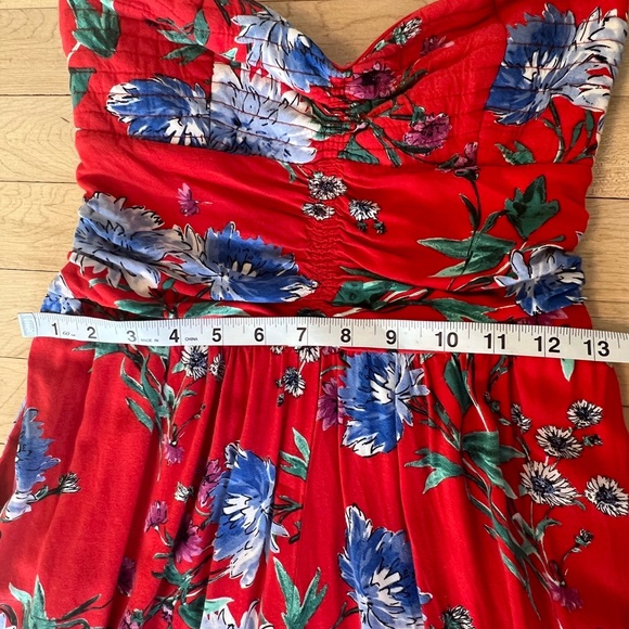 Band of Gypsies Strapless Smocked Ruched Floral High Waisted Red Romper S - Picture 9 of 13